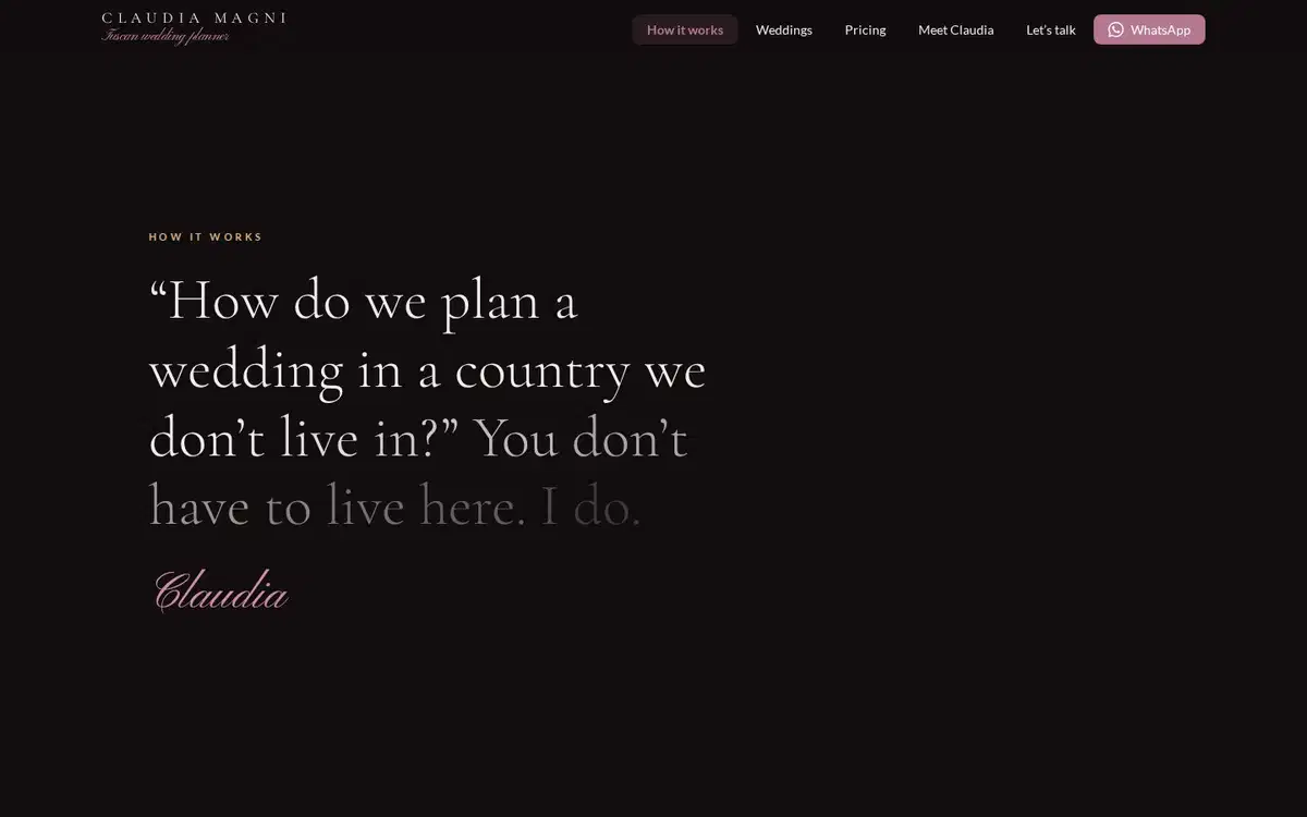 Sito per wedding planner, pubblico americano